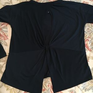 NWT Navy Workout Twist Back Top